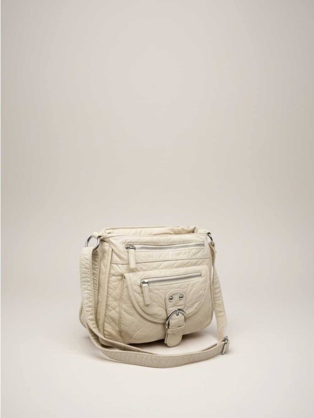Cream Leather Crossbody Bag - Luxury - Picture 2 of 5